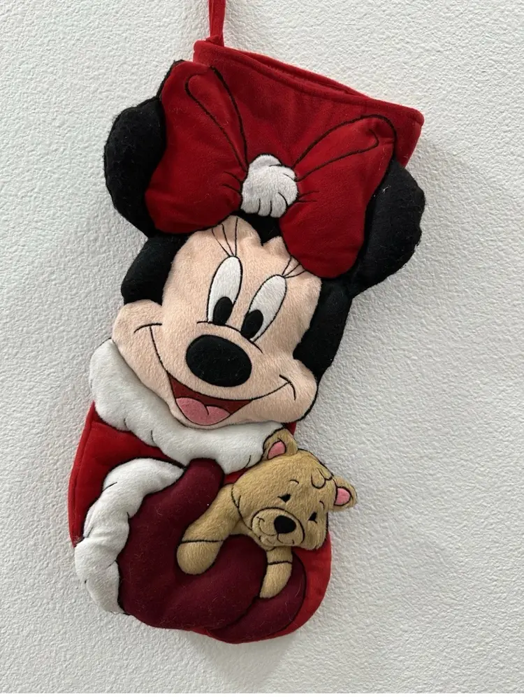 Vintage Minnie Mouse 3D Plush Disney Christmas Stocking Puppy #Christmas