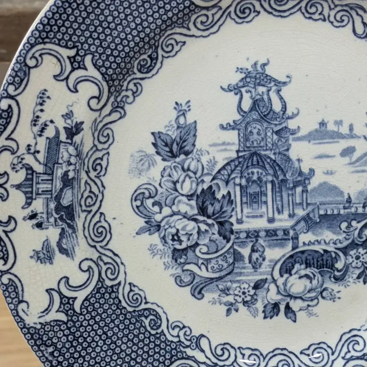 Antique 1903-1912 Allertons England Transferware Chinese Blue & White Plate