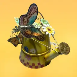 Vintage Enesco Decorative Water Can With Flowers & Butterflies.