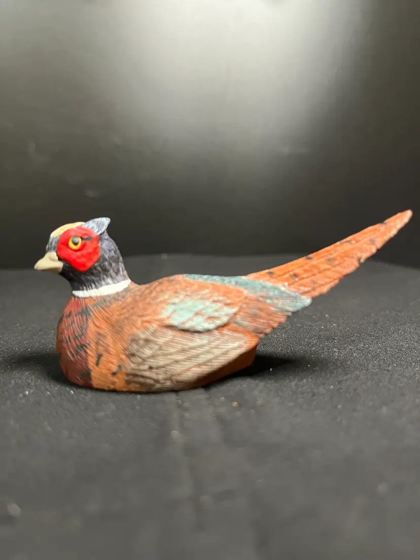 Quality Wildlife Reproductions. Signed Vintage Small Painted Pheasant Figurine-1996 Jennings Decoy is also Imprinted on Bottom.