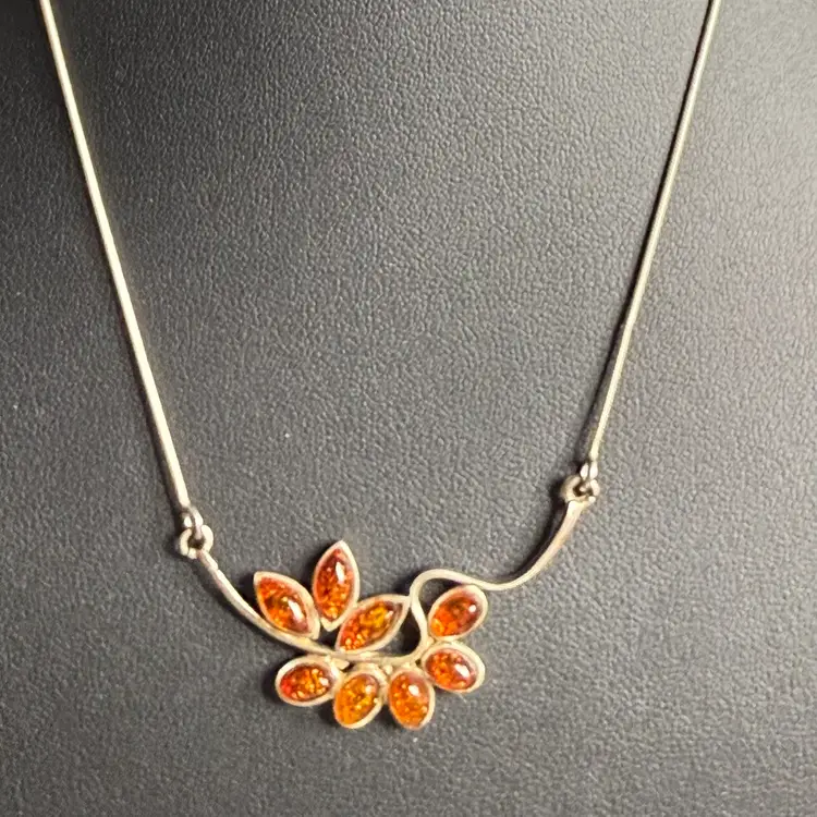 Baltic Amber 925 Sterling Silver Necklace 18”