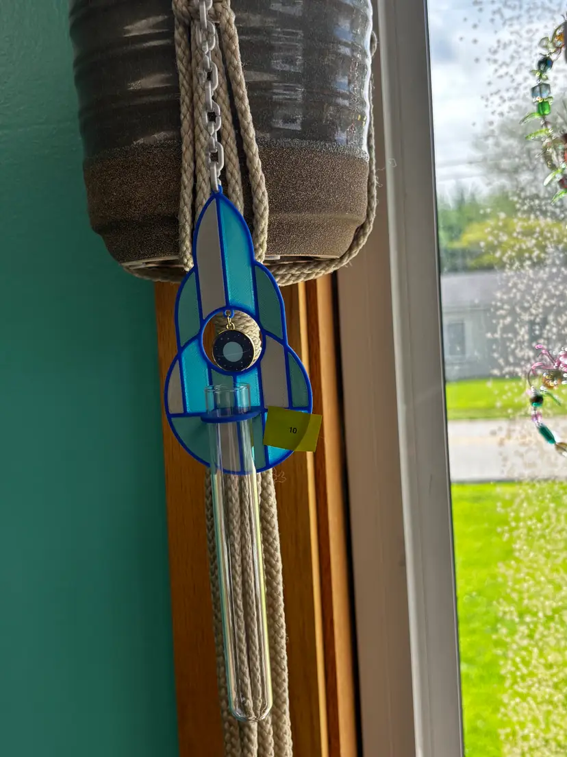 Blue Faux Stained Glass Propagation Station with Planet Charm