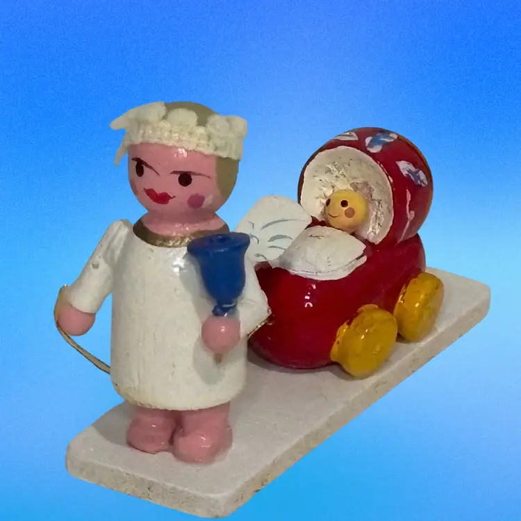 #1 of 6 Vintage Handcrafted, Hand painted Miniature Wood Folk Art Christmas Ornament