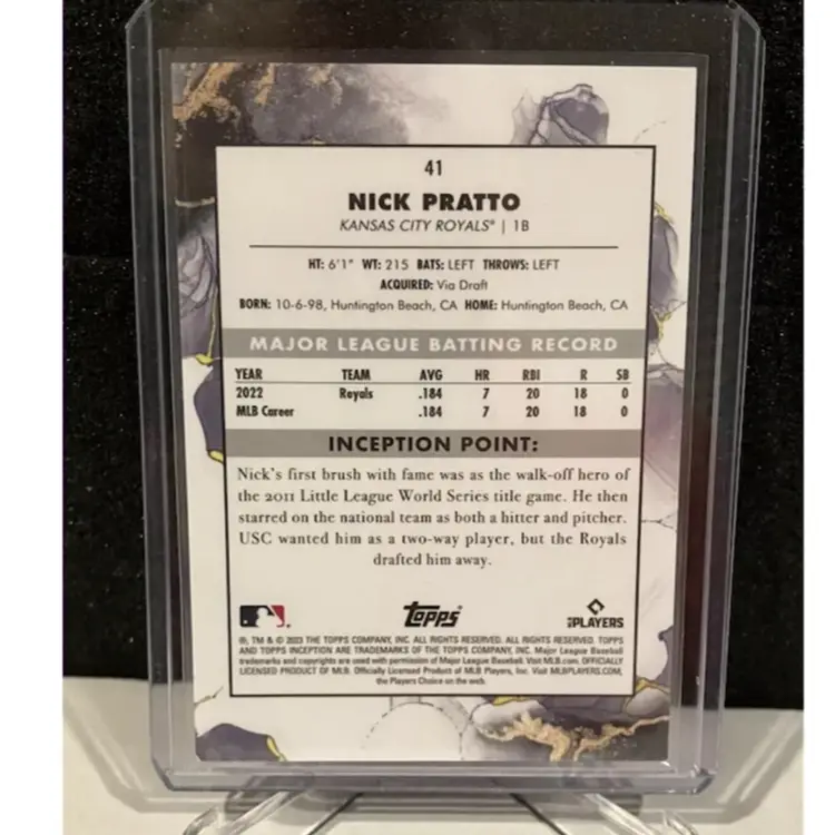 Nick Pratto Green Parallel 2023 Topps Inception #41 Kansas City Royals