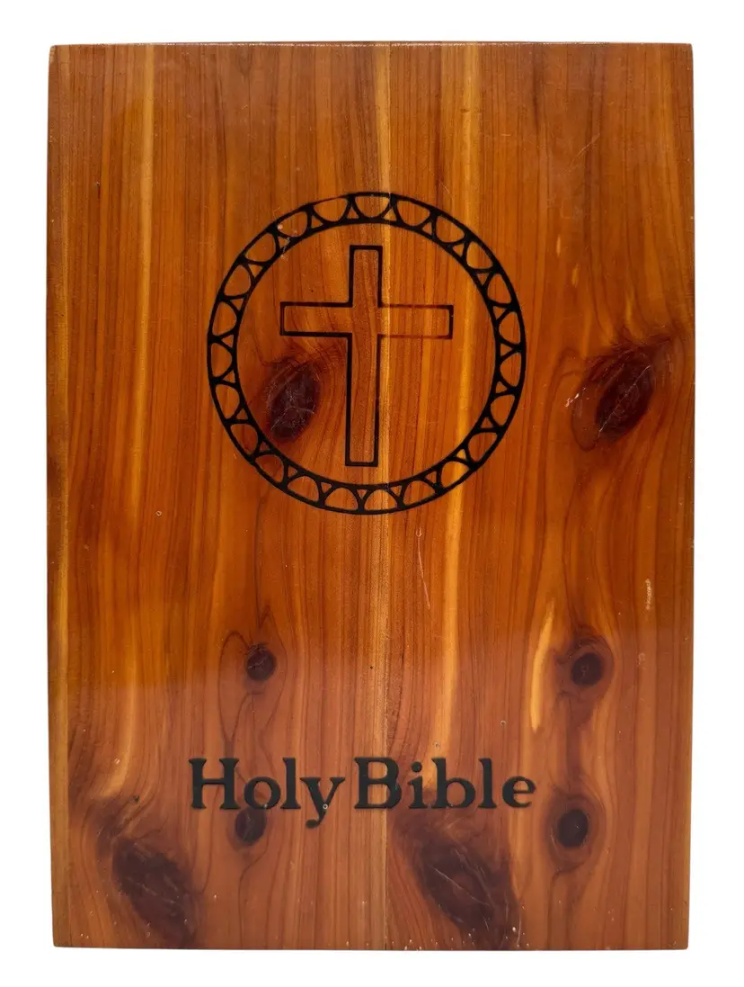 Vintage Brotherhood of Carpenters Bible Wood Wooden Box Handmade USA Jesus READ