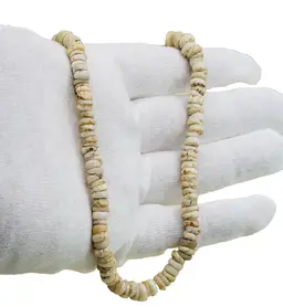 Vintage Tiger-Puka Necklace 15" Choker Hawaiian Surfer Hook-Clasp Santa-Domingo