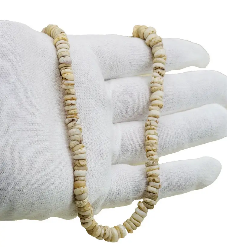 Vintage Tiger-Puka Necklace 15" Choker Hawaiian Surfer Hook-Clasp Santa-Domingo