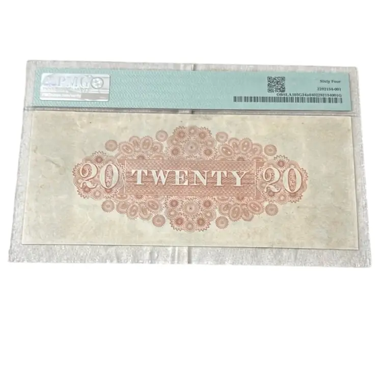 New Orleans Canal & Banking Co. Louisiana $20 1840s Remainder PMG 64 Choice UNC (FREE SHIPPING)