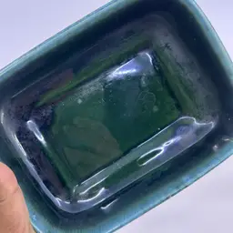 Vintage Hull Pottery USA F41 Green Drip Glaze Trinket Bowl