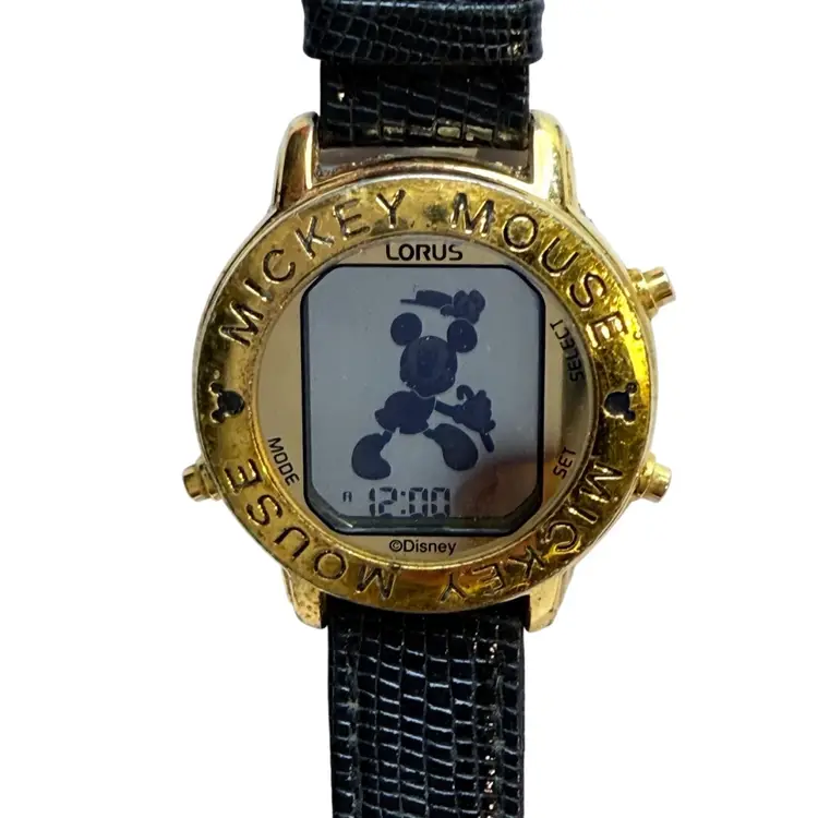 Disney Watch 36 Lorus/Seiko Dancing Digital Vintage 1990s Mickey Mouse Watch Original Band