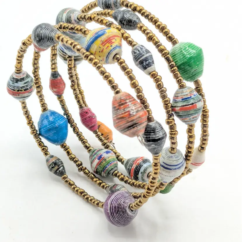 Handmade Paper Beaded Colorful Bracelet