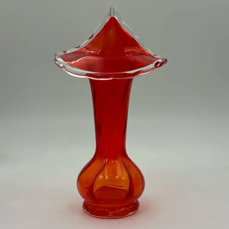 Vintage Red Orange glass jack in the pulpit handblown base