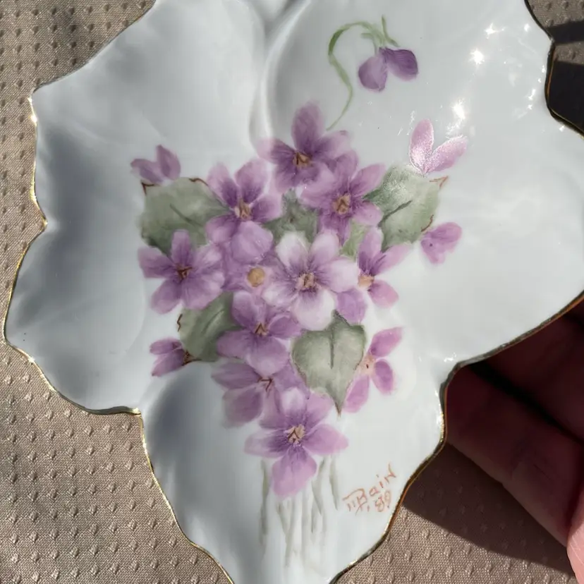 Delicate Limoges Violet Trinket Dish