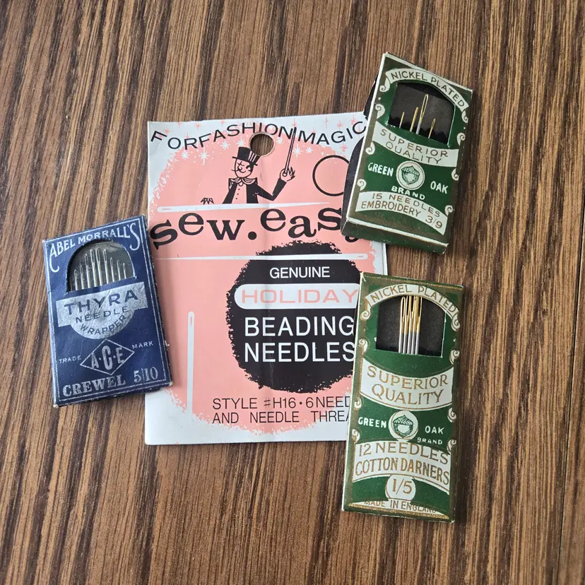 Lot of 4 VTG Abel Morrall's, Sew-Easy, Green Oak x2, Sewing Needles Plz Read!