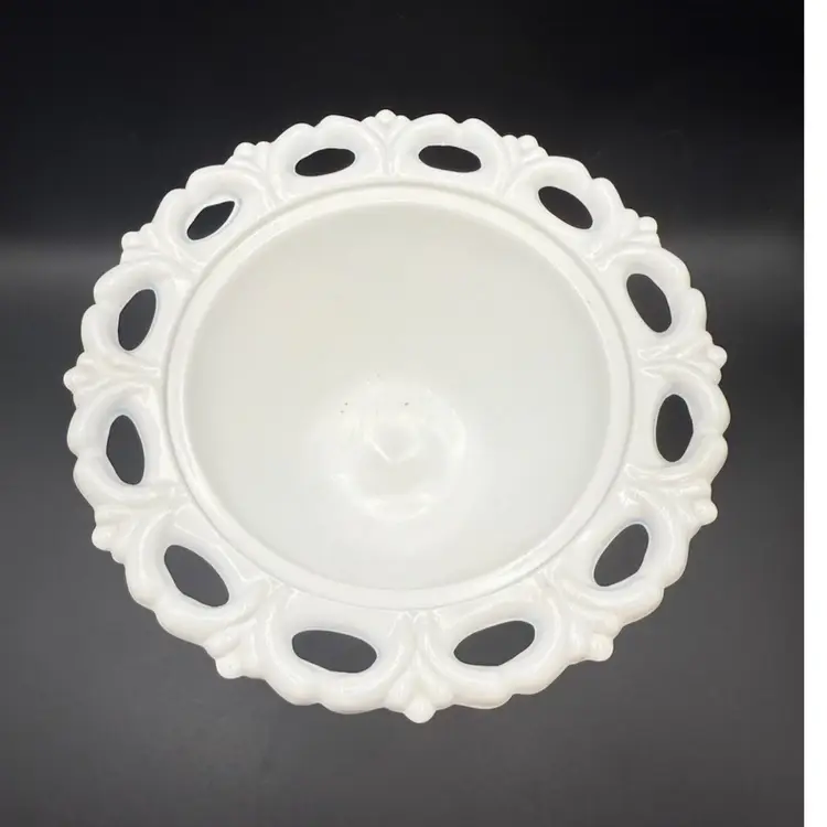 Vintage Indiana Glass Grape Pattern Milk Glass Pedestal Candy Dish