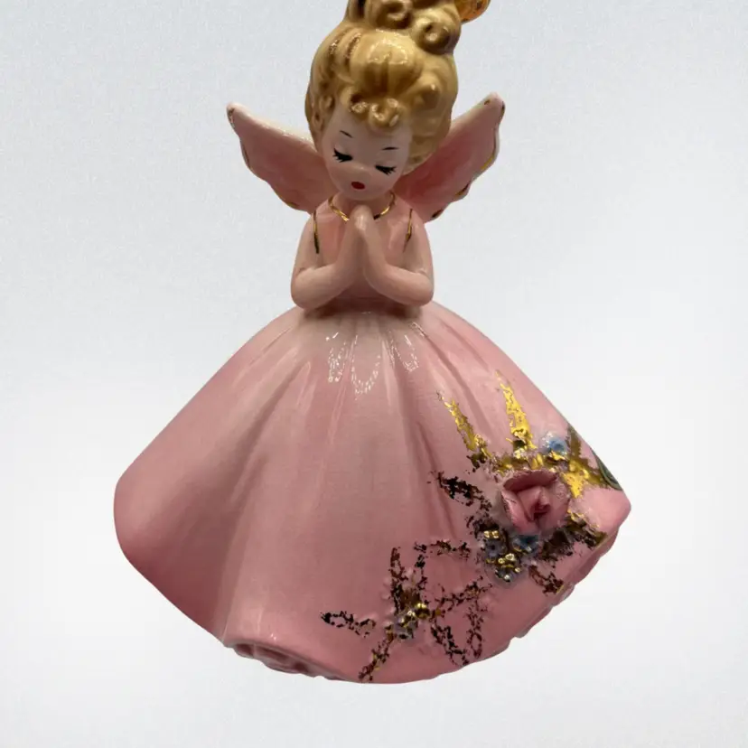 Vintage MCM Joseph Originals Praying Angel With Gold Trim 5”. RARE