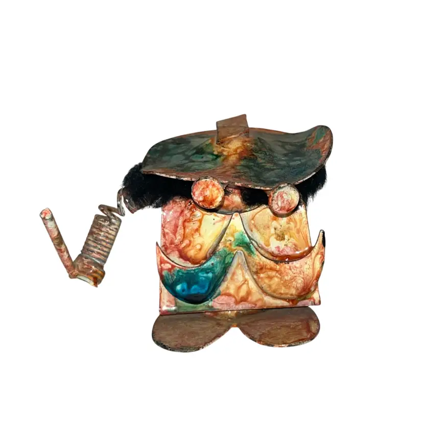 Enamel On Copper Metal Mustache Man | 2.25”