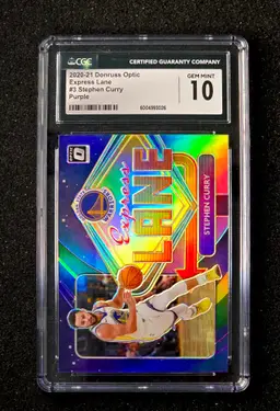 2020 Donruss Optic Express Lane STEPHEN CURRY #3 Purple Prizm CGC 10