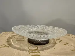 Clear Glass Pedestal Server with Silverplated Base