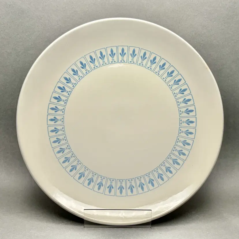Vintage Mid Century Modern Blue Fleur de Lis Chop Plate