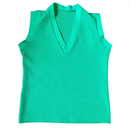Vintage 1970’s Polyester vest sleeveless shirt large retro clothing womens green