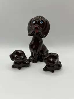 Redware Mom And 2 Pups