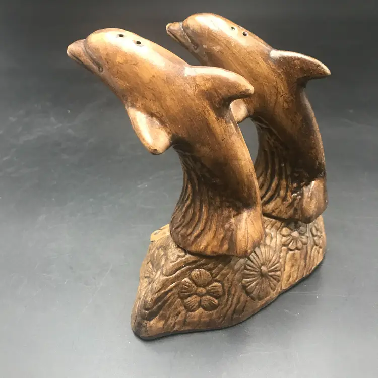 Treasure Craft Dolphin Salt and Pepper Shakers Souvenir Queen Mary
