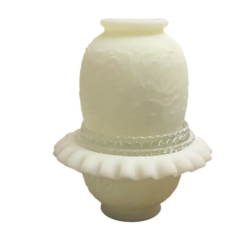 3-piece Fenton Custard Uranium Glass Persian Medallion Fairy Light 6 3/4” X 5 1/2”- GLOWS!