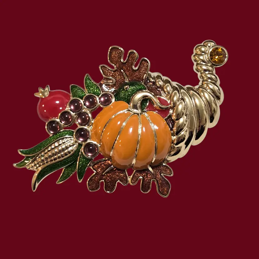 Bob Mackie Cornicopia Harvest Jewel Vintage Brooch