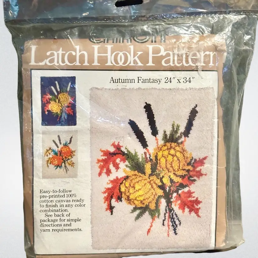 Vintage 1977 Caron Latch Hook Pattern Autumn Fantasy 24x34”
