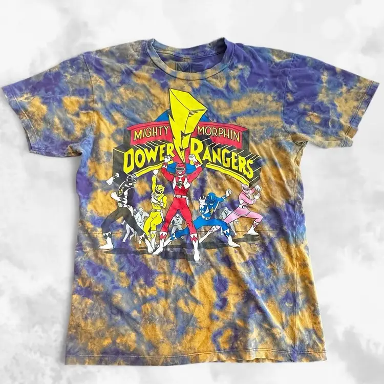 Mighty Morphin Power Rangers Tie Dyed T-shirt Medium