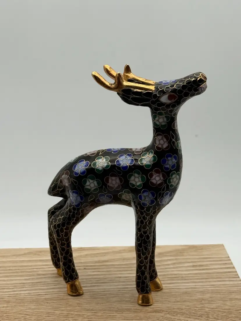 Cloisonné Floral Buck/Deer Figurine