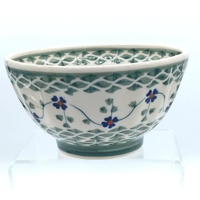 Manufaktura Boleslawcu POLISH POTTERY, LUCKY BLUE CLOVER, Small Bowl, HTF!