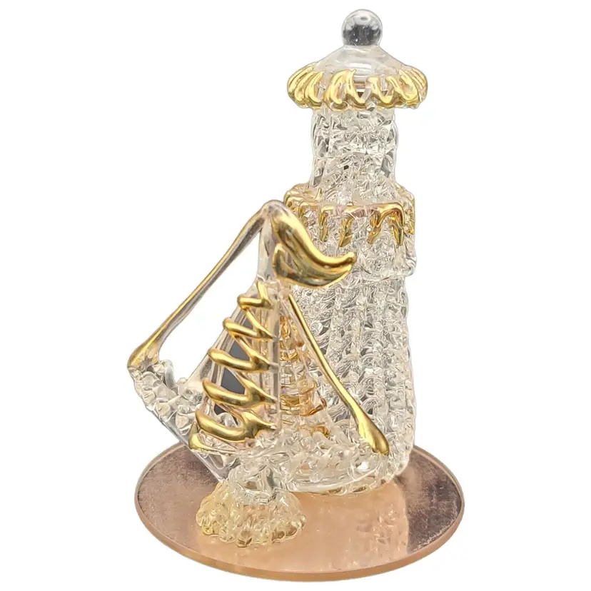 Vintage spun glass Lighthouse and sailboat With Gold Accent
