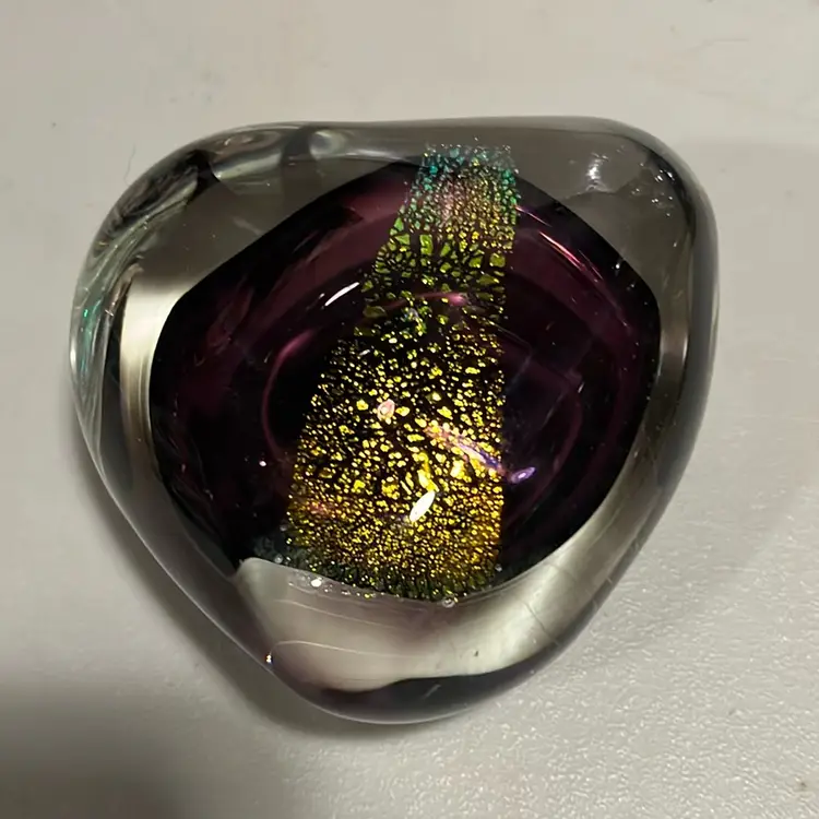 26a. Hand Blown Glass Purple Paperweight.