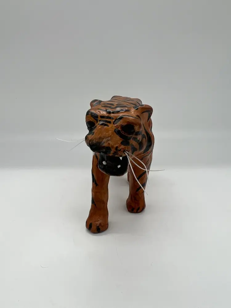 Vintage Leather Wrapped Tiger Figurine India