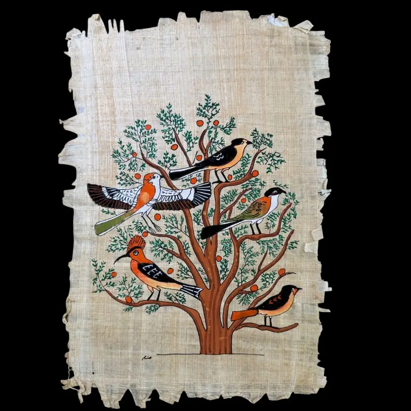 Signed Tree Of Life Egyptian Revival - Original Papyrus Painting