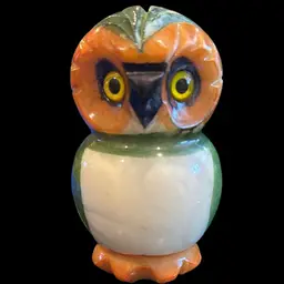 Hand Painted Alabaster Owl Made In Italy By Ducceschi