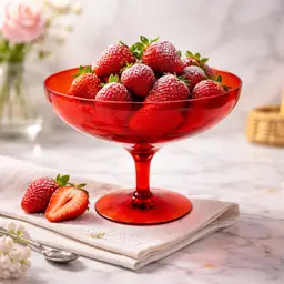 Morgantown Red Glass Compote - Vintage Pedestal Bowl - Glowing Yellow With Cadmium