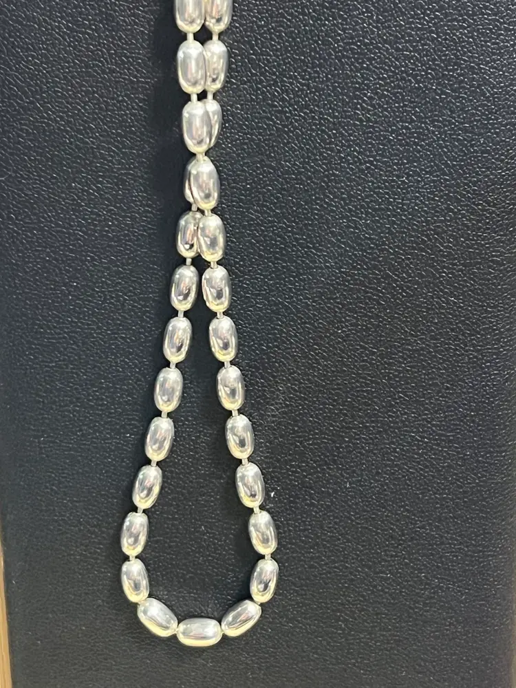 28” Beaded Sterling Silver Necklace