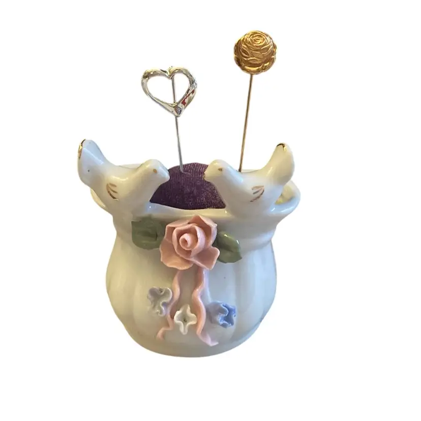 Small Vintage Vase With Two Hatpins