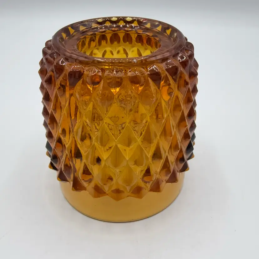 Indiana Glass Amber Diamond Point Fairy Lamp Top Only AS IS