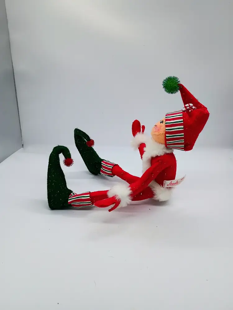 Annalee Christmas 2005 Large Red Sparkle Candy Strip Elf 14 IN 738605