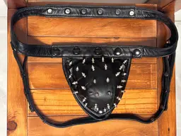 Men’s Genuine Leather Shorts with Metal Studs