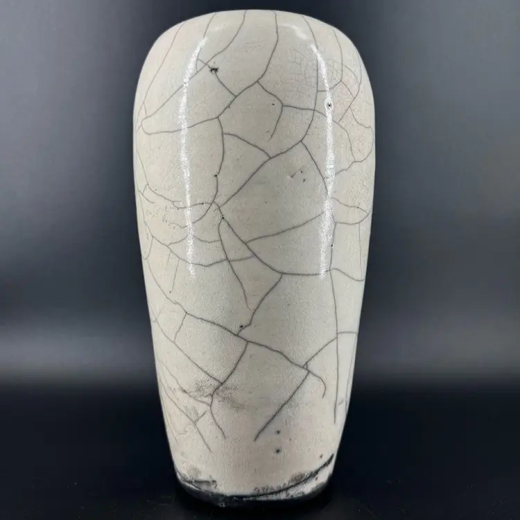 White Crackle Glaze Raku Pottery Vase