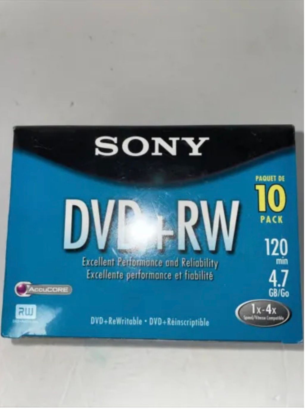 NEW Sony DVD+RW ReWritable 10 Pack 120 Min 4.7 GB Go 1x-4x