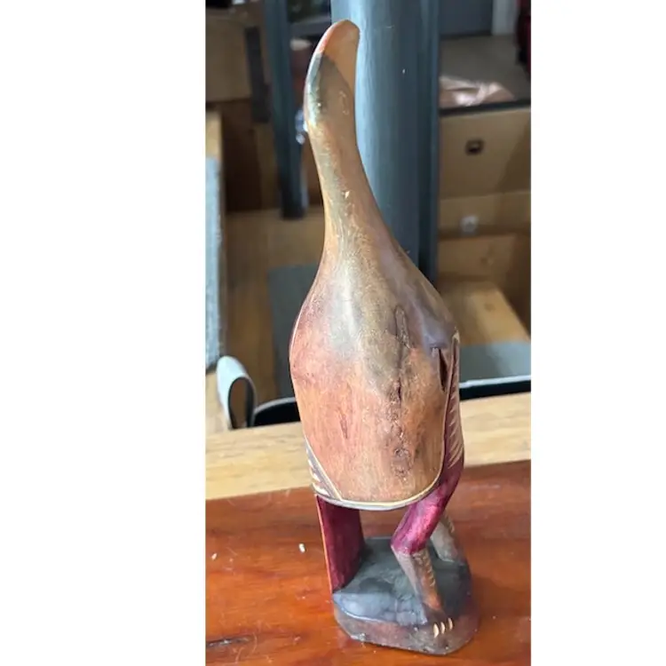 Hand Carved Wooden Bird, Ochre, Aboriginal?- Tiwi Islands?