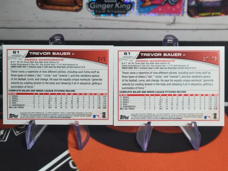 Trevor Bauer 2013 Topps Mini #61 Black /5 & Pink /25 Lot of 2 Arizona