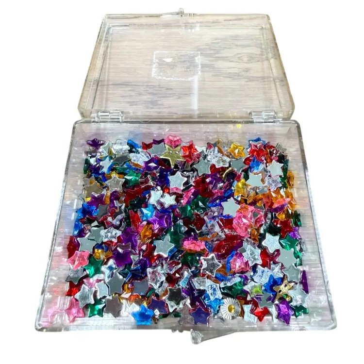 Lot Of STAR Shaped Craft Rhinestones, 3/8”, Multicolor, Flat Back