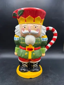 New Pier 1 Imports 2017 Nutcracker 64oz Earthenware Hand-Painted Pitcher 10.5”